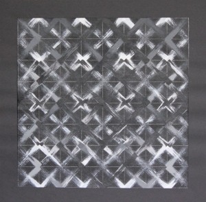 Titel: “Netværk i sort 1, 2009”, malet papir. Dimensioner: 40 cm x 40 cm.