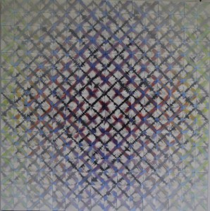 Titel: “Netværk 1, 2009”, malet papir. Dimensioner: 40 cm x 40 cm.